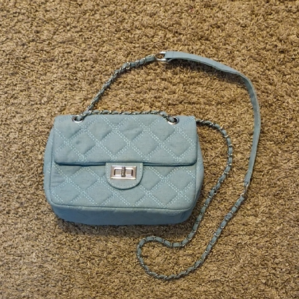 Quilted Chanel Style Blue Handbag